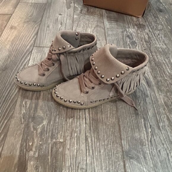 Ash Stone Suede Studded Sneaker Bootie Size 6 - Picture 3 of 5